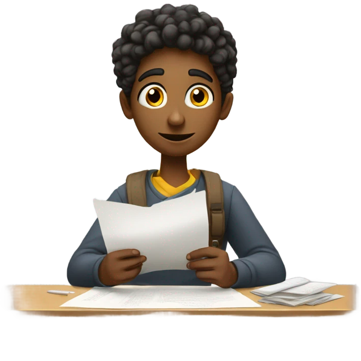 student reading a paper emoji