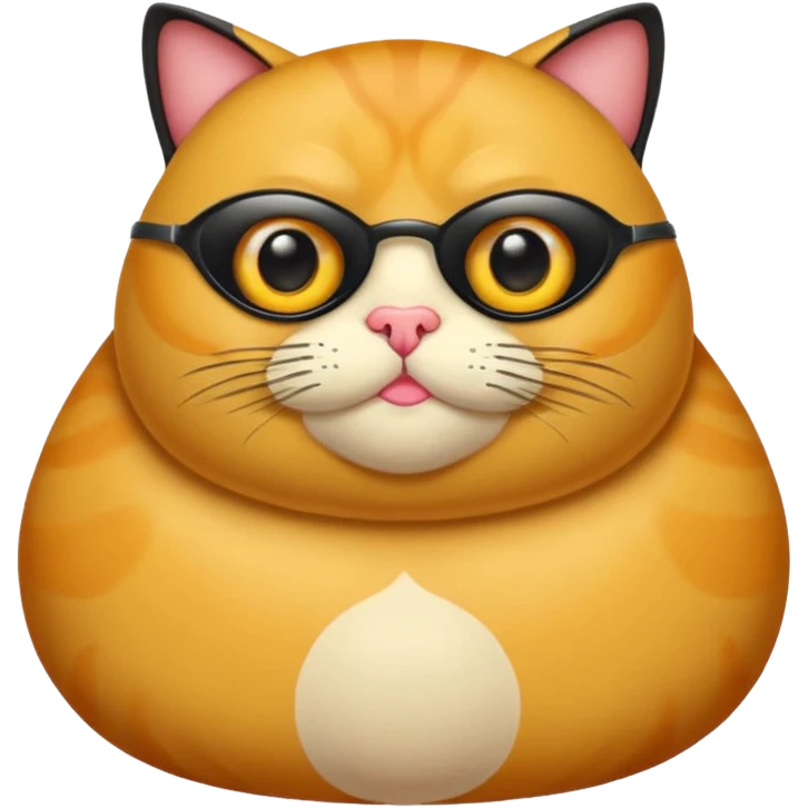 Un gato negro gordito con los ojos de color amarillos sentado emoji