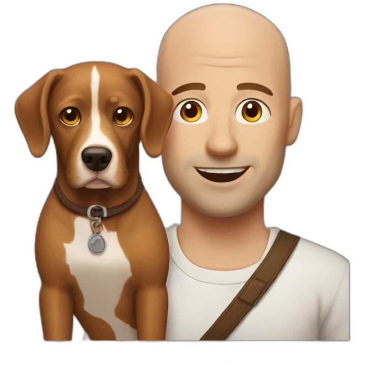 bald man with brown dog emoji