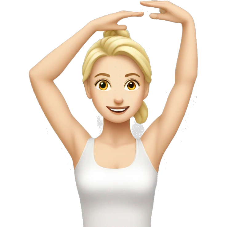 Blonde white girl stretching at barre emoji