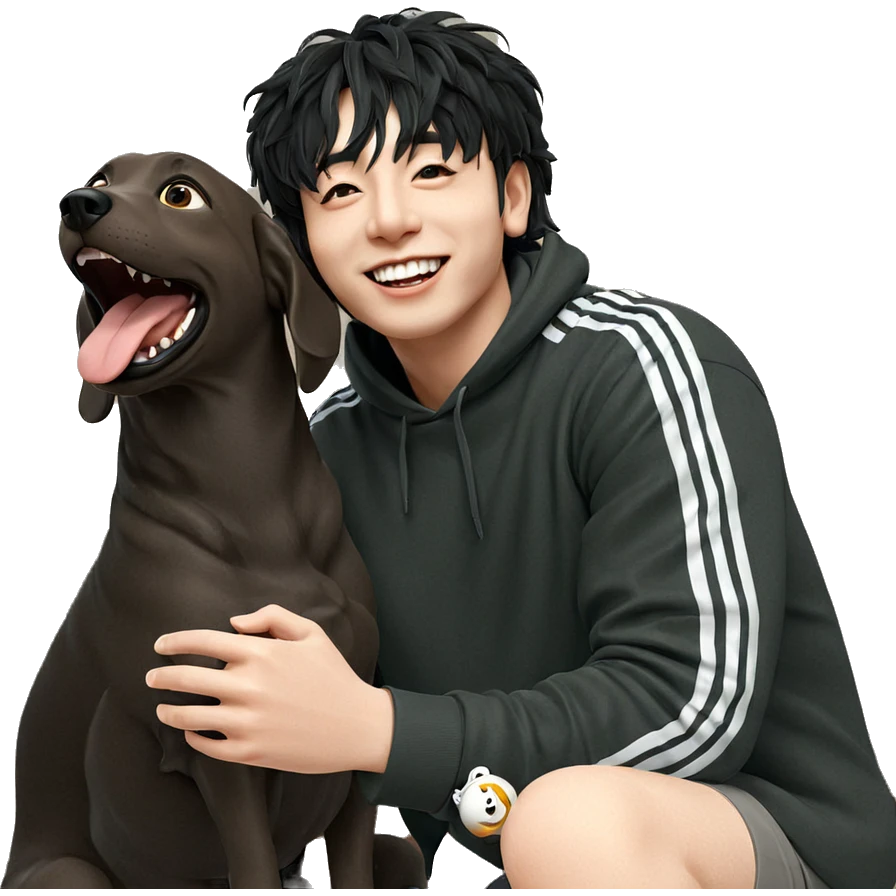 happy boy with dog emoji
