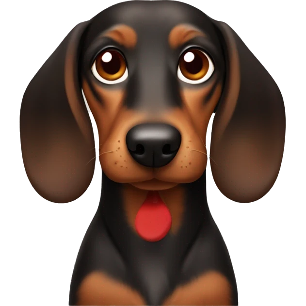 A brown dachshund with a red muzzle, paws and tail emoji