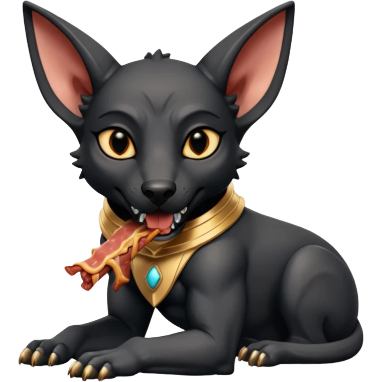  Fit mean Short-eared Black fur beautiful female robo anubis puppy statue gargoyle posed biting bacon  emoji