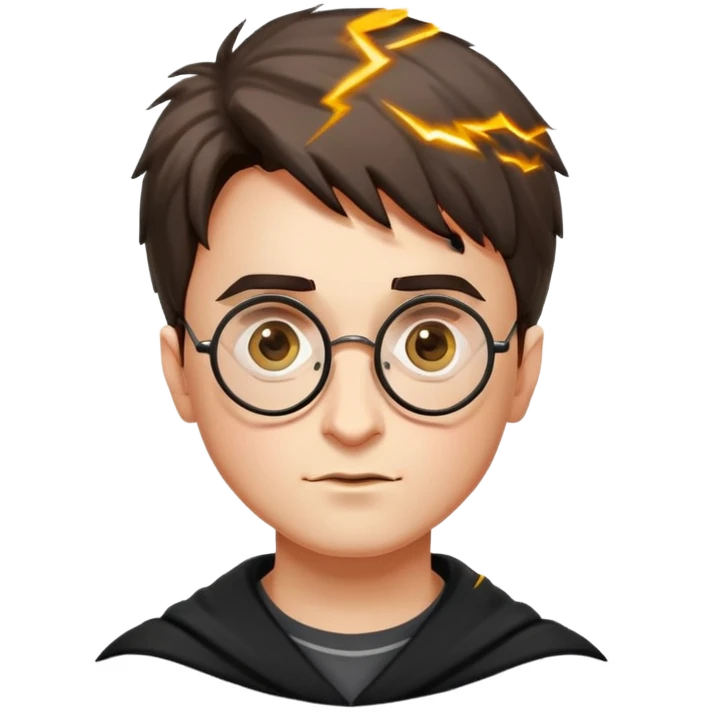 Harry Potter with round glasses and lightning scar emoji