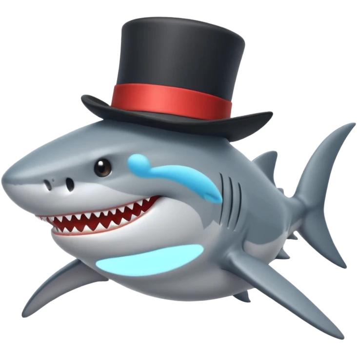 Shark with a top hat emoji