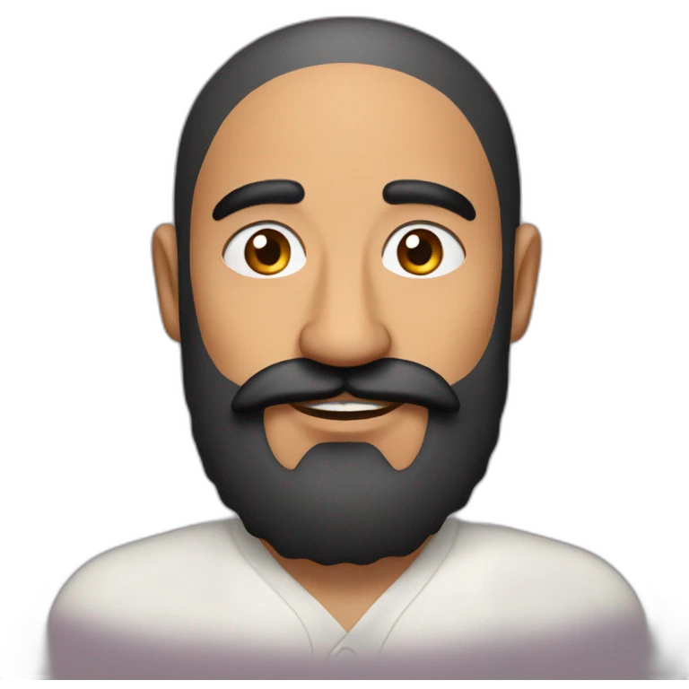 A bald indian man with black beard and mouschtach emoji