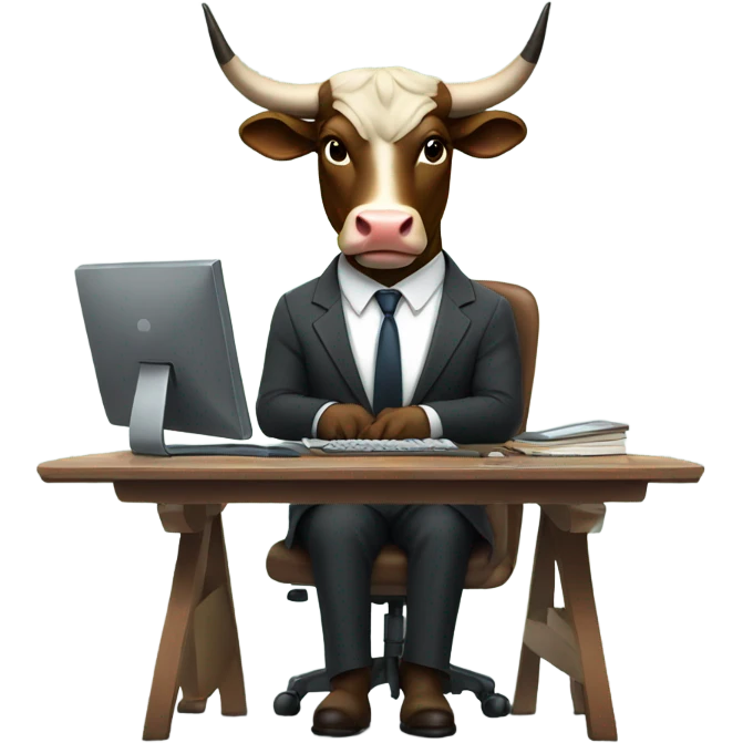 bull wearing suit using computer emoji