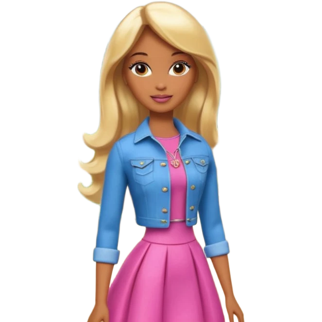 Brown skin blonde hair barbie in front of the woods emoji