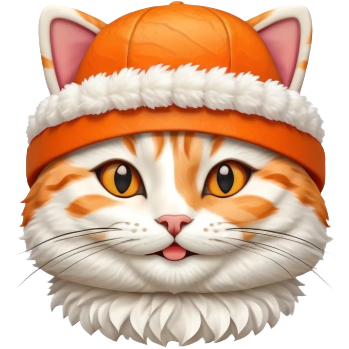 happy cat wearing a hat made out of sushi emoji
