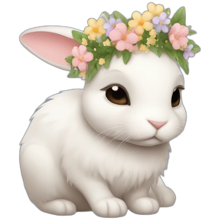 sleepy bunny with flower crown emoji