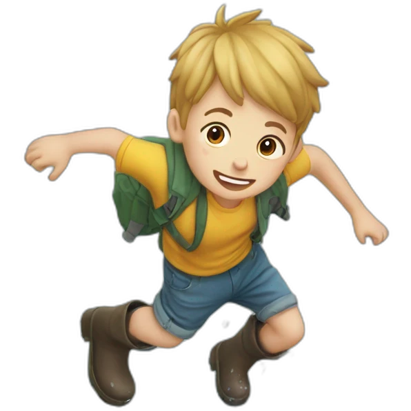 Kid jumping in a puddle with Wellingtons on emoji