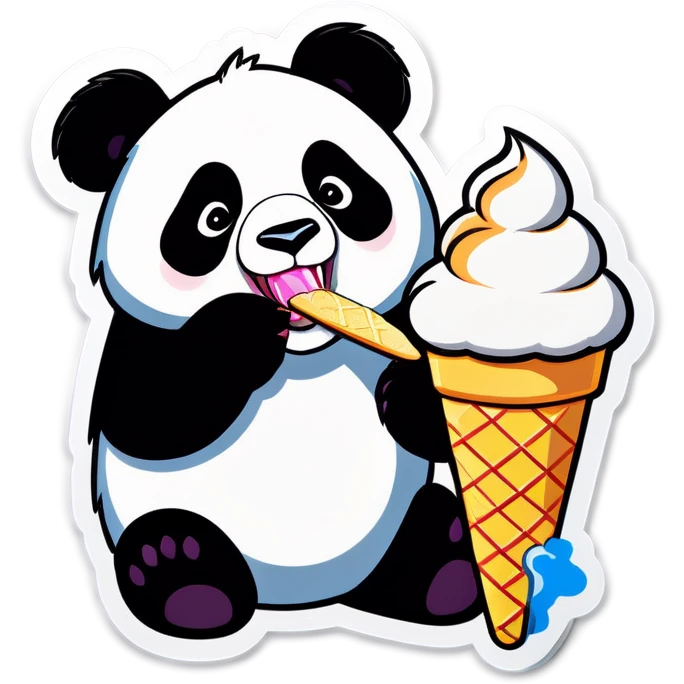 Panda eating ice cream emoji