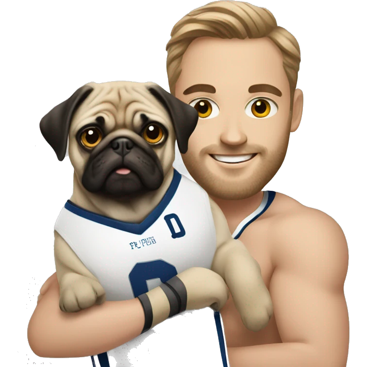 A hockey player with a pug emoji