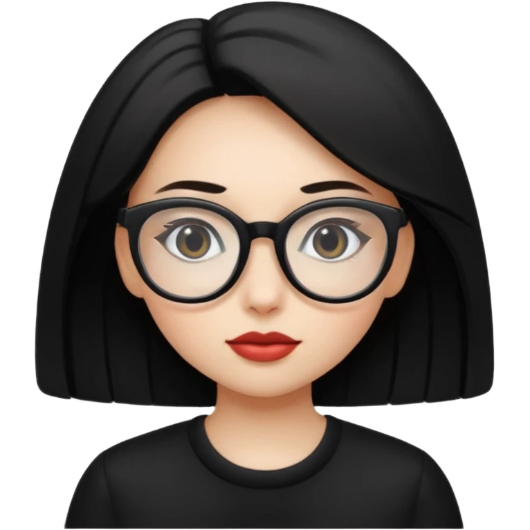 girl with big glasses,black wear emoji