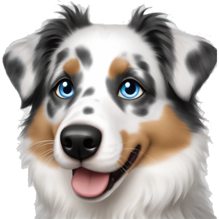 Double Merle Australian shepherd blue eyes and black eyeliner emoji