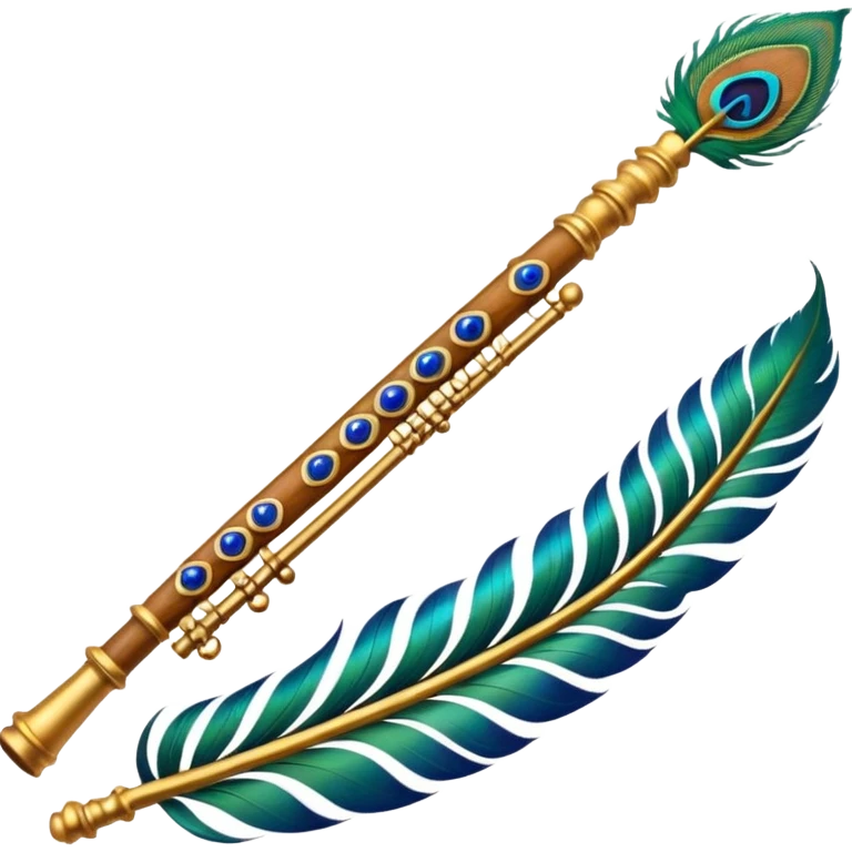 Krishna's flute with peacock feather  emoji