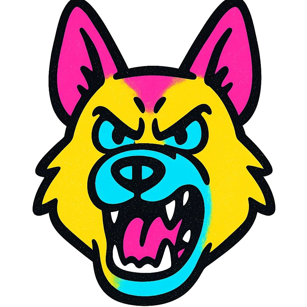 Angry German shepherd head with open mouth emoji