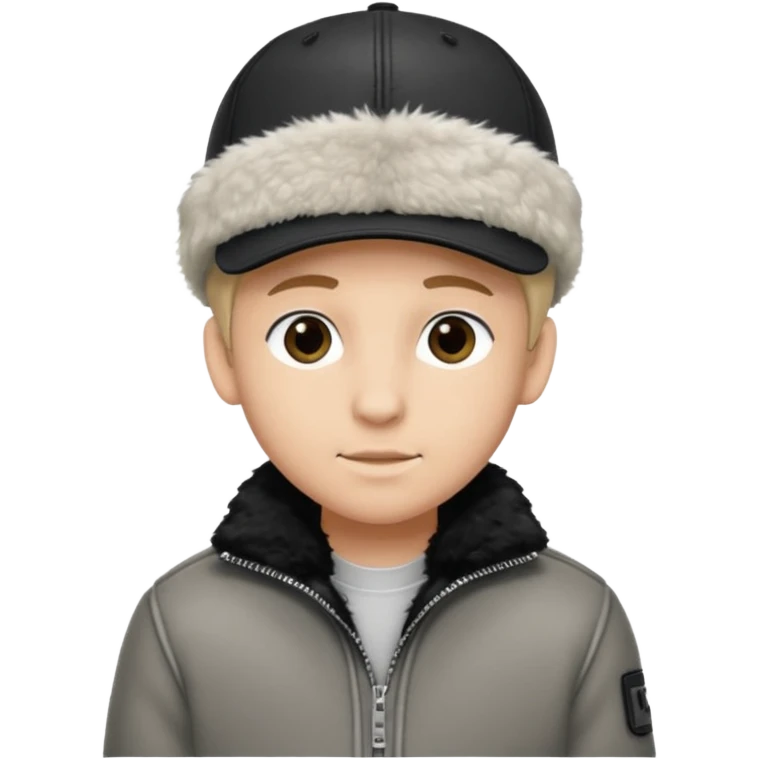 Cappellino New Era New York nero e persona con giubbotto di pecora grigio la pelliccia anche dove la zip emoji
