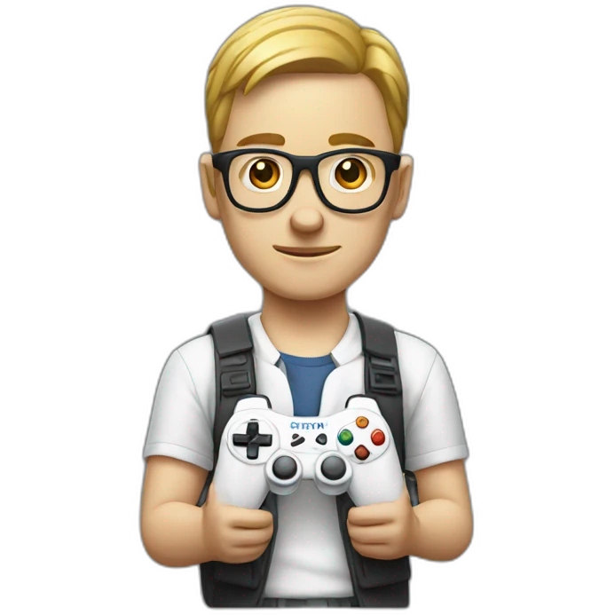 White nerd with gamepad  emoji