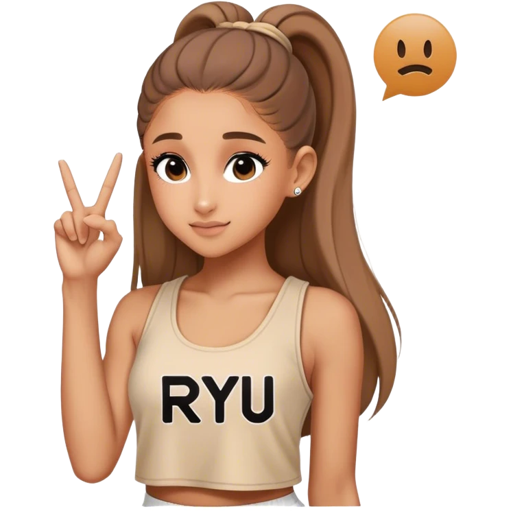 Ariana grande with ok doing sign and "ryu" written on toptank emoji