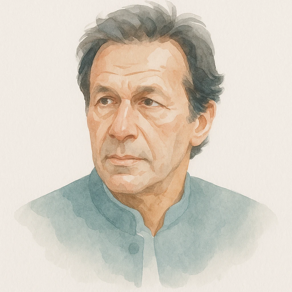 Imran Khan thinking, realistic face, detailed features, watercolor style, soft colors, detailed brush strokes emoji