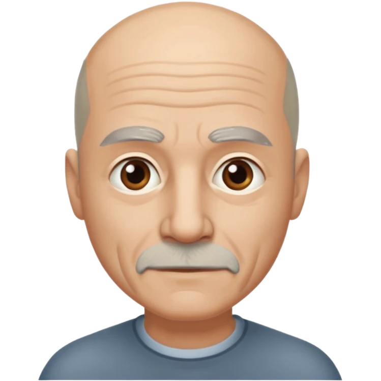 60 year old bald man with stubble and grey emoji