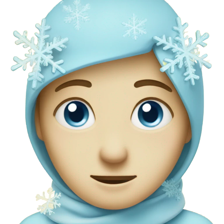 Ideal iPhone Yellow emoji face with light blue snowflakes replacing  eyes  emoji