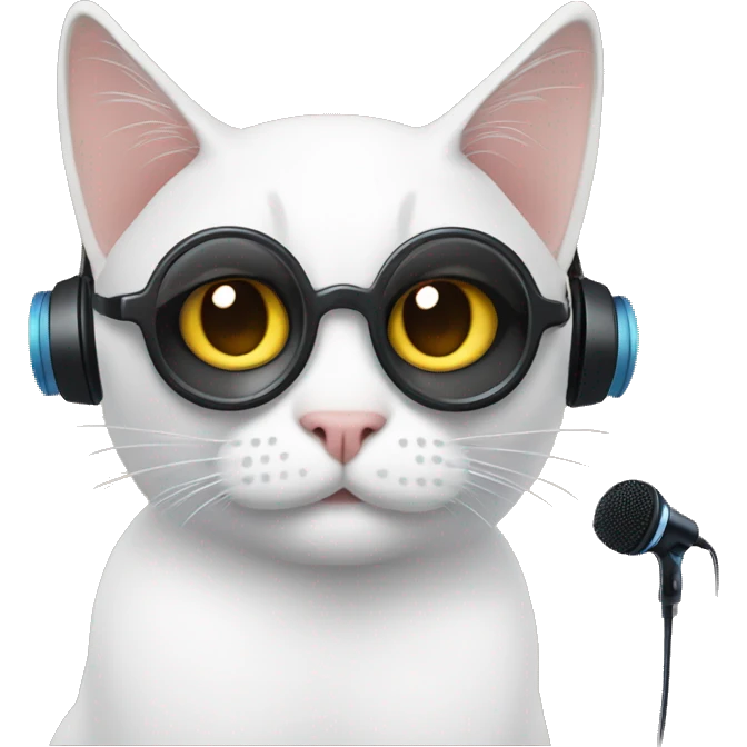 cat with earphone and mic podcasti emoji