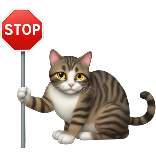 Cat with a stop sign emoji