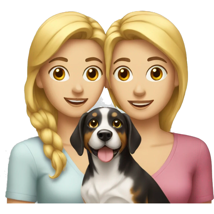 two women with a dog emoji