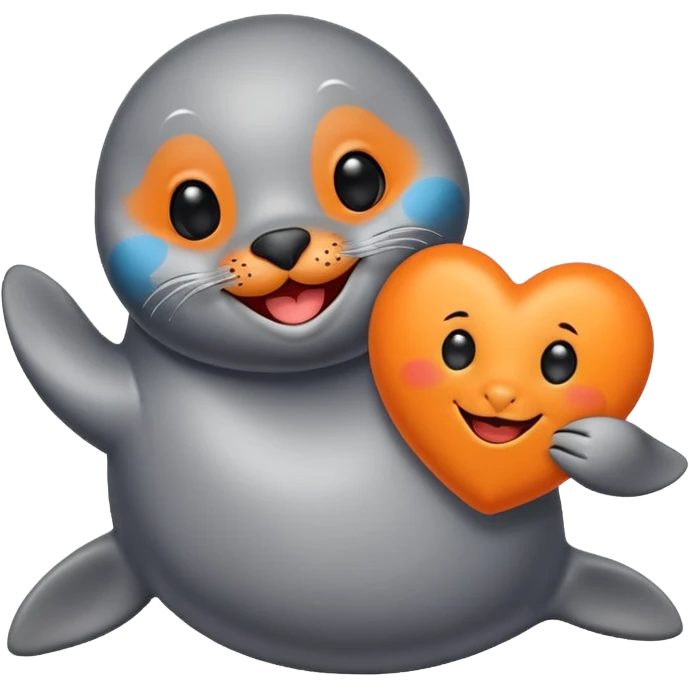 a seal in love with orange heart emoji