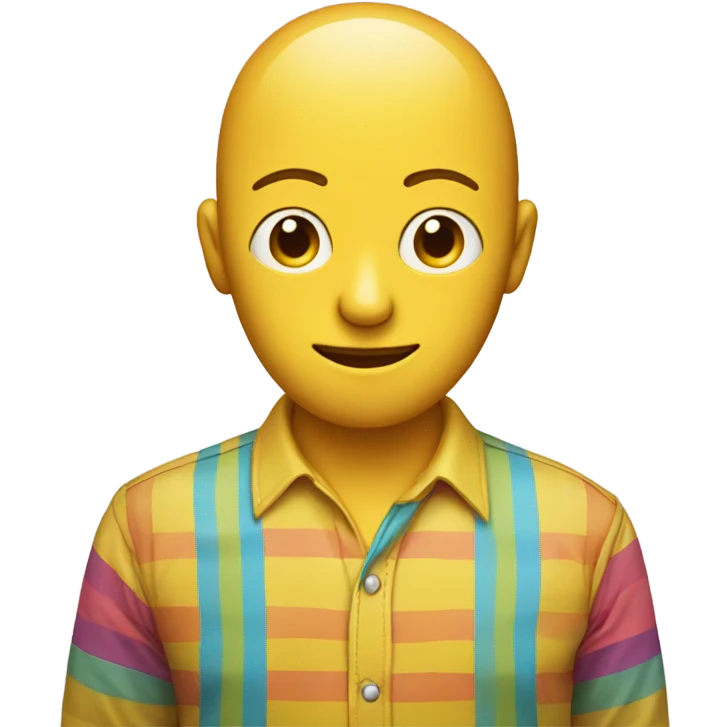 Egg head yellow human with stripy shirt emoji