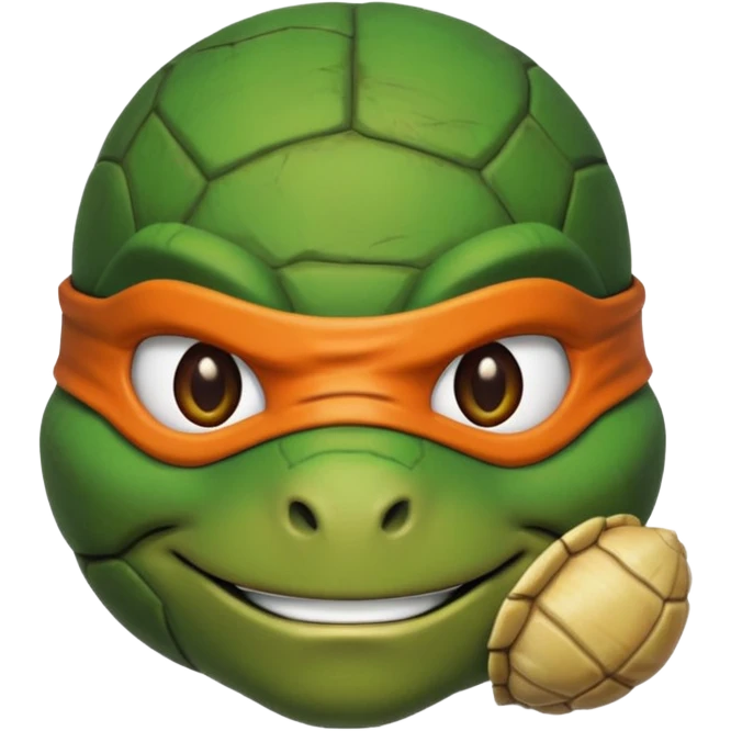 Michelangelo from Teenage Mutant Ninja Turtles, emoji style, head only, cute minimalistic style, with a shell detail emoji