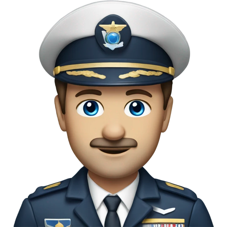 Brown haired 50 year old pilot commander with blue eyes  emoji