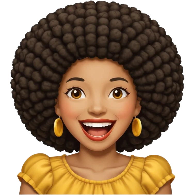 Black woman with an afro laughing hard emoji