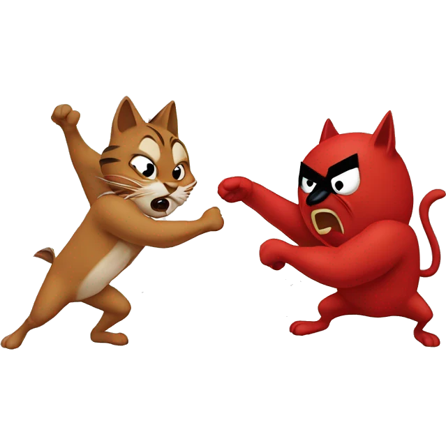 Cartoon Cardinal beating up cartoon wildcat emoji