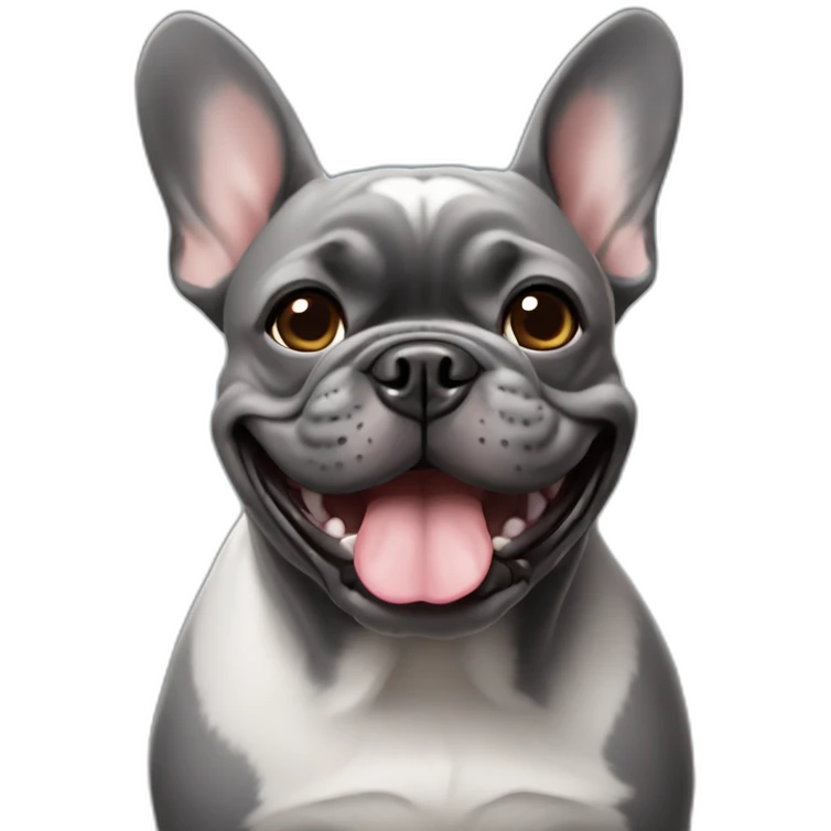 smiling dark grey french bulldog emoji