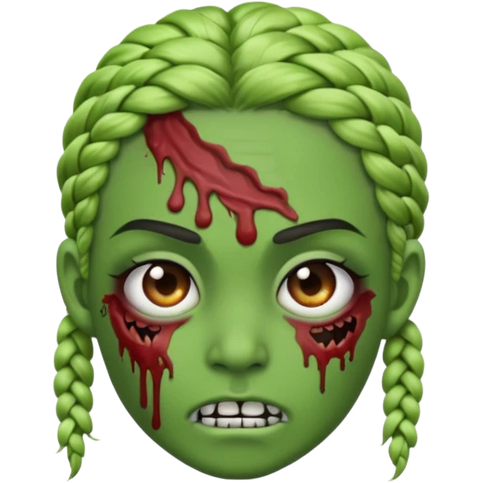 can you make an zombie emoji with braids and a eyebrow piercing on his right eyebrow and a diagonal eyebrow piercing on his left eyebrow emoji