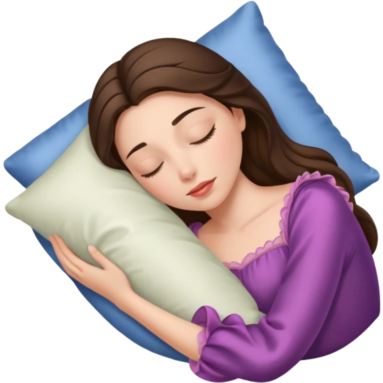 sleeping beauty brunette white girl with a silk pillow emoji