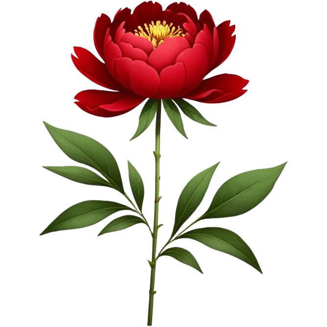 single red Peony, straight stem emoji