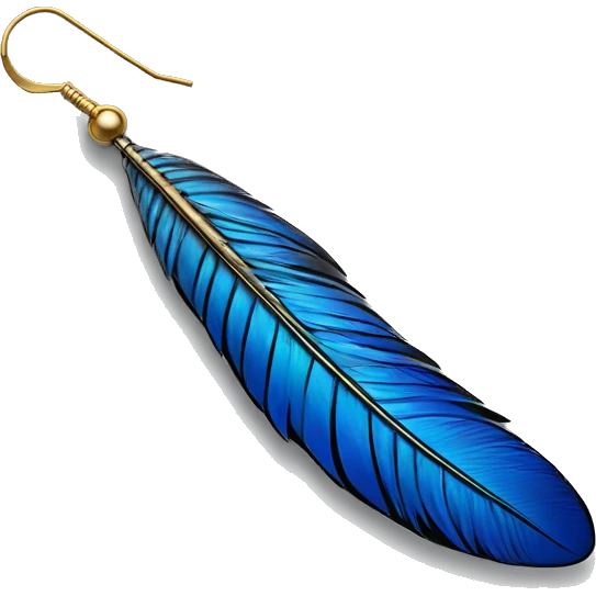 Blue feather pheasant feather earring emoji