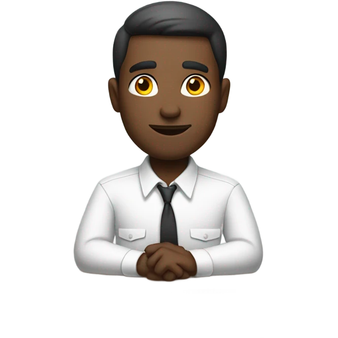 man on desk wearing white button down shirt front view emoji