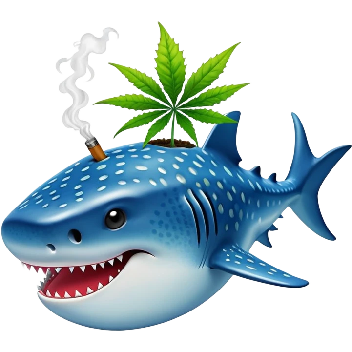 Whale shark smoking weed emoji