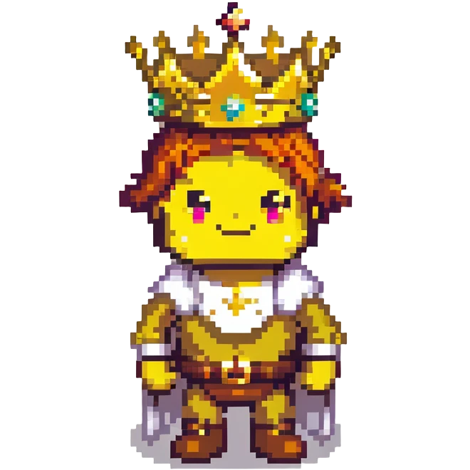 powerful character with golden crown, glow, striking background emoji