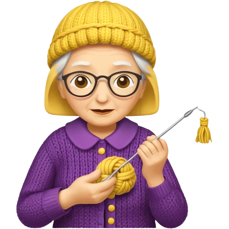 knitting grandma yellow emoji