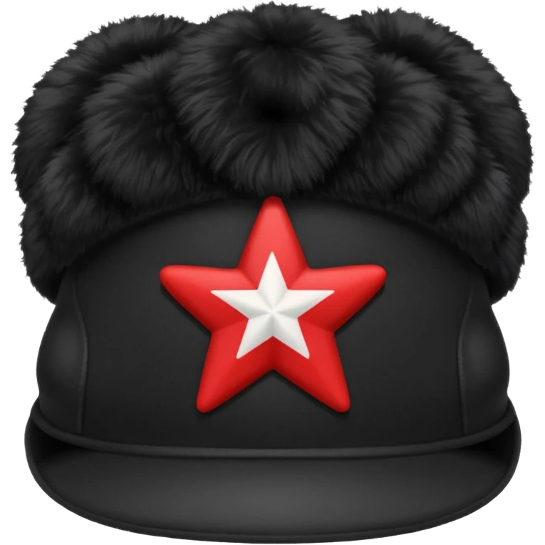 A blank Black ushanka with a red star on it emoji