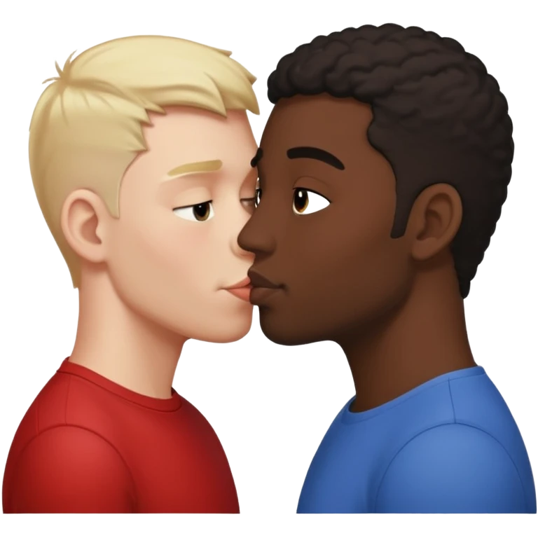 White adult male kissing black adult male  emoji