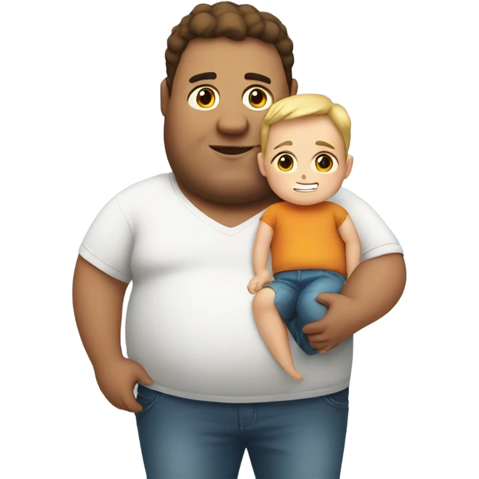 overweight guy holding a kid emoji