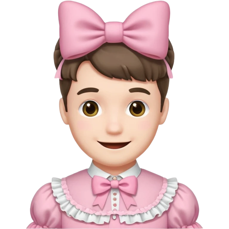 Fiyonklu ve pembe lolita giyen erkek çiz emoji