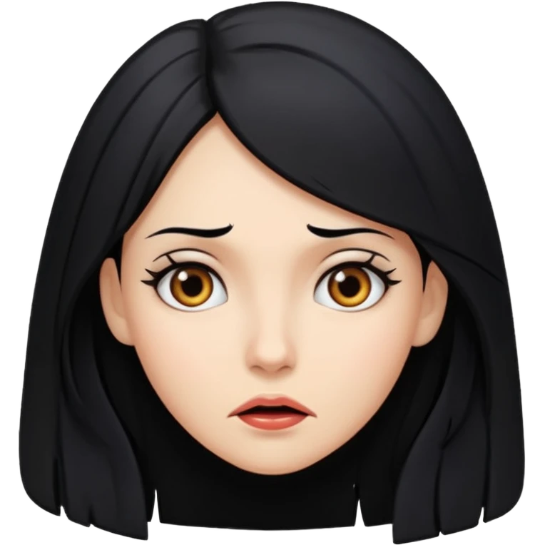 A beautiful woman with long, black hair looked puzzled. emoji